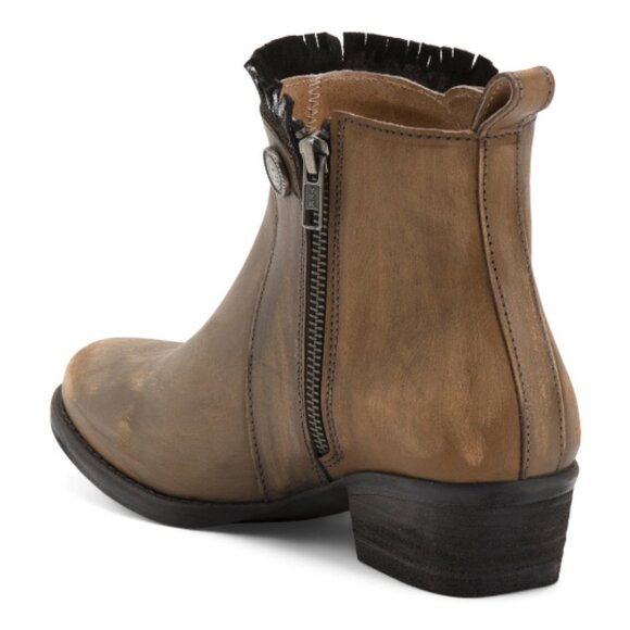 CIRCLE G Made In Mexico Leather Distressed Shortie Round Toe Ankle Boots - Picture 3 of 4